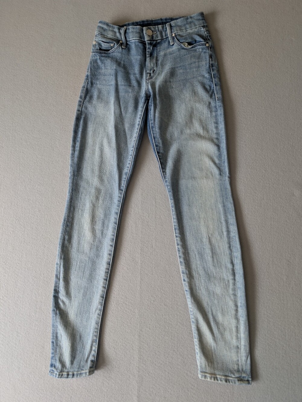 Mother The Looker Light Wash Distressed Skinny Jeans Sz 26 Women's Made In USA image 4